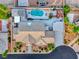 Aerial view of property featuring a private pool, spa, and spacious backyard entertaining area at 5438 Sierra Brook Ct, Las Vegas, NV 89149