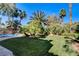Expansive backyard featuring lush lawn, mature trees, and privacy landscaping for outdoor enjoyment and relaxation at 902 Cripple Creek Ct, Henderson, NV 89014