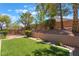 Backyard featuring low maintenance artificial turf, mature trees and shrubbery at 1789 Castro Hill Ave, Henderson, NV 89012