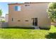 The backyard has a large grassy area, ideal for to play, and a sliding door entrance at 3425 Yorkminster St, Las Vegas, NV 89129