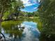 Picturesque pond reflecting the sky, surrounded by lush greenery and trees in a peaceful park setting at 7230 Fresh Harvest Ave, Las Vegas, NV 89131