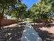 Beautiful community walking path lined with mature trees offering shade and a peaceful environment at 7230 Fresh Harvest Ave, Las Vegas, NV 89131