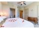Bedroom view into ensuite bath and walk-in closet with beautiful furnishings at 9101 Alta Dr # 301, Las Vegas, NV 89145