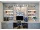 Modern home office with custom built-ins, sleek countertops and stylish accent wall provides an efficient workspace at 1404 Reisling Ct, Las Vegas, NV 89144