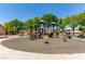 Community playground with swings, slides, and spring riders, set amongst mature trees, perfect for Gathering fun at 1761 Summerwood Cir, Henderson, NV 89012