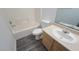 Bathroom showcasing a vanity, a sink, a toilet, and a shower-tub combination at 2615 W Gary Ave # 2061, Las Vegas, NV 89123