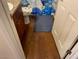 Bathroom featuring modern wood floors and floral shower curtain and accessories at 2750 S Durango Dr # 2141, Las Vegas, NV 89117