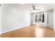 Bedroom with new floors, ceiling fan, and natural light at 3060 Tarpon Dr # 104, Las Vegas, NV 89120
