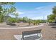 A peaceful community park featuring a walking path, benches, and desert landscaping with various plants and trees at 6141 Tokara Ave, Las Vegas, NV 89122