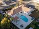 Aerial view showcasing the pool, cabana, and large lot of the property at 7745 Radcliff St, Las Vegas, NV 89123