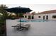 Inviting backyard with private pool, lounge chairs, outdoor kitchen and seating area at 7745 Radcliff St, Las Vegas, NV 89123