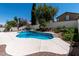 A private pool with a basketball hoop is surrounded by lush landscaping in a backyard setting at 8113 Blue Cascade Ave, Las Vegas, NV 89128