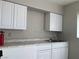 Simple kitchen features white cabinets and a marbled countertop at 817 Stewart Ave, Las Vegas, NV 89101
