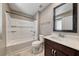 Bathroom featuring a shower over tub and granite counter top at 928 Riverlawn Pl, Las Vegas, NV 89138