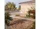 House exterior with rock landscaping, tropical plants, and a sidewalk at 1652 Black Fox Canyon Rd, Henderson, NV 89052