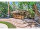 Outdoor tiki bar with seating and a built-in grill in the backyard oasis at 2608 Prospector Mine Ave, North Las Vegas, NV 89031