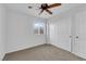 Comfortable bedroom with neutral carpet, double door closet and a window at 3677 Via El Monte Ave, Las Vegas, NV 89115