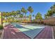 Outdoor basketball court with colorful surface, surrounded by lush palm trees at 4217 Bridesmaid Falls Ave, North Las Vegas, NV 89085