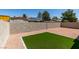 Wide shot of backyard with rock landscaping and artificial turf at 5742 Forsythe Dr, Las Vegas, NV 89142