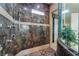 Bathroom featuring a large walk-in shower with pebble flooring and glass partition at 761 Romano Ln, Henderson, NV 89012