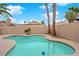 Inviting backyard oasis with a refreshing pool, mature palm trees, and a spacious patio area at 8379 Drop Camp St, Las Vegas, NV 89123