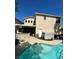 View of the house backyard pool from patio area at 9801 Bradford Summit St, Las Vegas, NV 89183