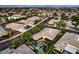 Aerial view showcasing the neighborhood's location, community layout, and lush landscaping at 10300 Wellside Hill Ave, Las Vegas, NV 89145