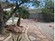 Backyard with a unique stone pathway, tropical plants, and ample shade, creating a tranquil retreat at 13 Desert Dawn Ln, Henderson, NV 89074