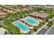 Aerial view of the community pool, showcasing ample lounge space and serene pergola seating at 1922 Via Delle Arti, Henderson, NV 89044
