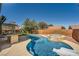 Inviting pool and spa with a slide, built-in bar, and lush landscaping for a relaxing retreat at 3624 Snowy Pines St, Las Vegas, NV 89147
