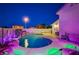 Beautiful backyard pool with stone accents and landscape lighting, perfect for relaxation and entertaining, with a sense of privacy at 528 Lavina Ct, Las Vegas, NV 89123