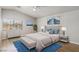 Inviting bedroom with vaulted ceiling, neutral decor, a plush rug, and natural light at 6525 Raven Hall St, North Las Vegas, NV 89084