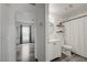 Bathroom is accessible from the bedroom featuring updated vanity, toilet, shower and modern fixtures at 7066 Burcot Ave # 59, Las Vegas, NV 89156