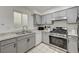 Modern kitchen featuring stainless steel appliances, light gray cabinetry, and bright lighting at 7066 Burcot Ave # 59, Las Vegas, NV 89156