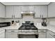 Modern kitchen featuring stainless steel appliances, light countertops and cabinetry, and bright lighting at 7066 Burcot Ave # 59, Las Vegas, NV 89156