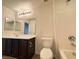 Bathroom with vanity, mirror, lighting and shower over bath at 10715 York Manor Ave, Las Vegas, NV 89166