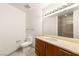 Modern bathroom featuring a sleek vanity, ample counter space, and a glass-enclosed shower at 200 W Sahara Ave # 2204, Las Vegas, NV 89102