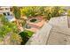 Aerial view showcasing mature landscaping, gazebo, koi pond and roof of the property at 226 Dalmatian Ln, Las Vegas, NV 89107