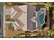 Birds eye view of the roof, pool, spa, and backyard landscaping at 2508 Faiss Dr, Las Vegas, NV 89134