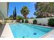 Sparkling in-ground pool surrounded by lush landscaping and a privacy fence, perfect for outdoor enjoyment at 3063 Chapala Dr, Las Vegas, NV 89120