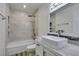 Modern bathroom with tiled shower, vessel sink, and updated fixtures at 3708 Lorraine Ln, Las Vegas, NV 89120