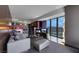 Modern living room with floor-to-ceiling windows showcasing city views and a fireplace at 4381 W Flamingo Rd # 3221, Las Vegas, NV 89103
