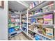 Organized pantry with ample shelving and a variety of food items at 11334 Patores St, Las Vegas, NV 89141
