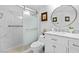 Modern bathroom features a glass shower, marble vanity, and updated fixtures at 179 Adomeit Dr, Henderson, NV 89074