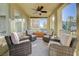 Relaxing covered patio featuring comfortable seating and a ceiling fan at 2555 Hampton Rd # 5104, Henderson, NV 89052