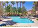 Resort-style community pool surrounded by lush landscaping and palm trees offers a relaxing oasis at 2925 Wigwam Pkwy # 1021, Henderson, NV 89074
