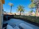 Charming patio area with manicured plants and view of neighborhood landscape at 3508 Harbor Tides St, Las Vegas, NV 89147