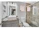 This light and bright bathroom features a modern glass shower and a vessel sink at 3591 Gloucester Gate St, Las Vegas, NV 89122