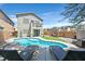 Relaxing backyard with a sparkling pool, lounge chairs, and lush landscaping perfect for outdoor enjoyment at 3591 Gloucester Gate St, Las Vegas, NV 89122