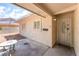 Outdoor patio with seating, offering a space for relaxing near the front entrance at 409 Antelope Way, Las Vegas, NV 89145